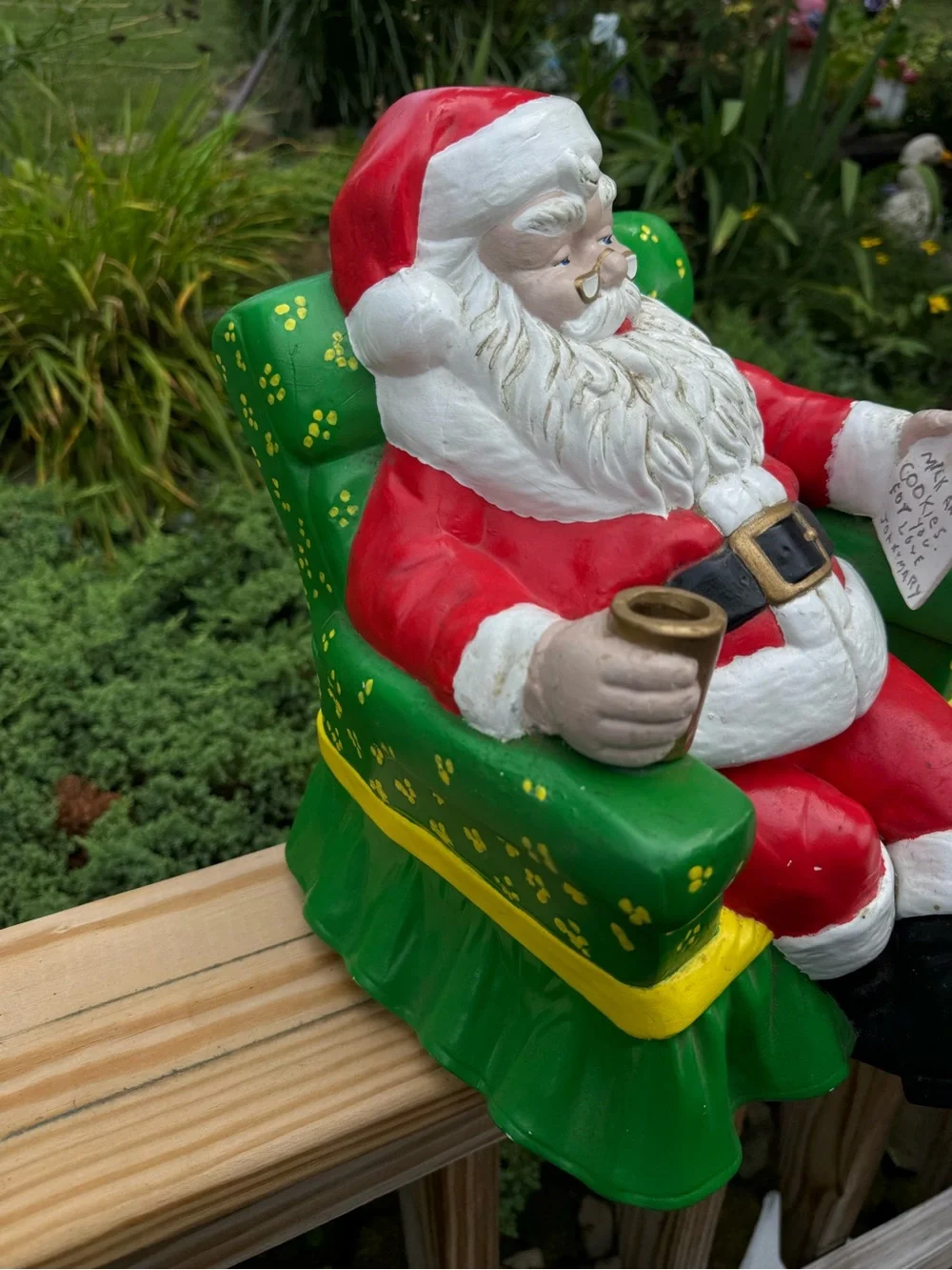 Vintage cookie jar Santa Red Green - Decorative Home Holiday Accent 1970’s